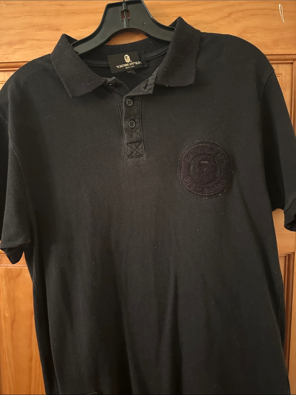 Bape Black Polo Shirt with Subtle Chest Crest